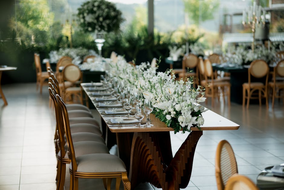 Elegant wedding reception table setting